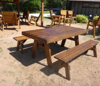 Quality Patio Furniture 6 ft. Heavy Duty Picnic Table with two 6 ft. Separate Benches Handcrafted by Jack Hudson (830) 367-3848 6 ft. Heavy Duty Picnic Table with two 6 ft. Separate Benches Quality Patio Furniture Handcrafted by Jack Hudson (830) 367-3848