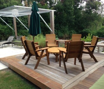 Quality Patio Furniture - Deck Chairs and an Octagon Coffee Table on a Deck - Handcrafted by Jack Hudson (830) 367-3848 Deck Chairs and an Octagon Coffee Table on a Deck - Quality Patio Furniture Handcrafted by Jack Hudson (830) 367-3848