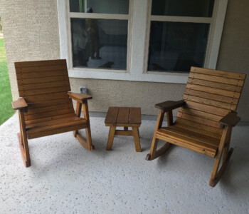Quality Patio Furniture... Two Rocking Chairs in a cozy corner on your porch. Handcrafted by Jack Hudson (830) 367-3848 Two Rocking Chairs on a porch... Quality Patio Furniture Handcrafted by Jack Hudson (830) 367-3848