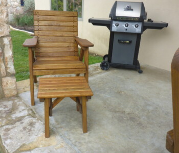 Quality Patio Furniture Deck Chair and Side Table being used a footstool Handcrafted by Jack Hudson (830) 367-3848 Deck Chair and Side Table being used a footstool Quality Patio Furniture Handcrafted by Jack Hudson (830) 367-3848