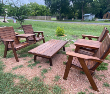 Quality Patio Furniture Side by Side Deck Chairs paired with 5 ft. Coffee Table Handcrafted by Jack Hudson (830) 367-3848 Side by Side Deck with 5 ft. Coffee Table Chairs Quality Patio Furniture Handcrafted by Jack Hudson (830) 367-3848
