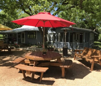 Use your favorite sun umbrella with the Quality Patio Furniture Octagon Picnic Table with Attached Benches Handcrafted by Jack Hudson (830) 367-3848 Octagon Picnic Tables with Attached Benches shown with sun umbrellas Quality Patio Furniture Handcrafted by Jack Hudson (830) 367-3848