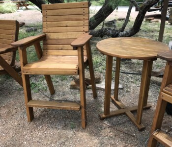 Quality Patio Furniture handcrafted Tall Deck Chairs with Tall Round Accent Table (830) 367-3848 Quality Patio Furniture Tall Deck Chairs with Tall Round Accent Table